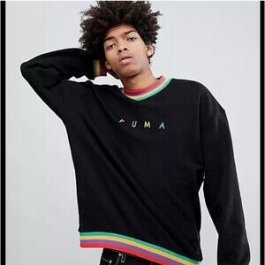 PUMA Medium Unisex Relaxed Fit Pullover Embroidered Logo Black